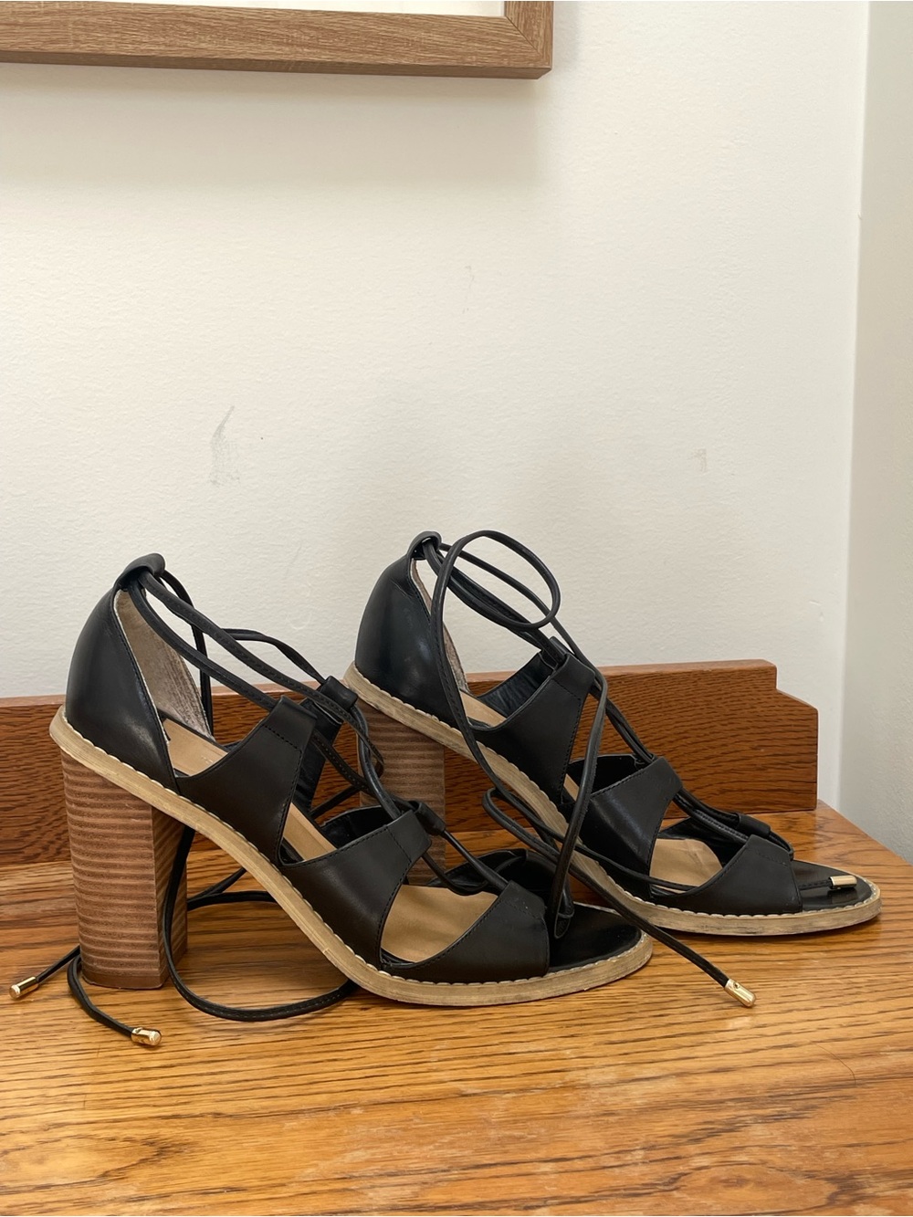 Tony Blanco - Black Leather Ankle Wrap Heel - Picture 2 of 9